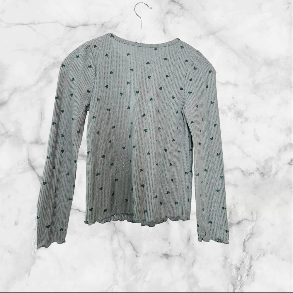 Cat & Jack Girls Sz Lg Sage Green Textured Knit Top - Picture 2 of 5